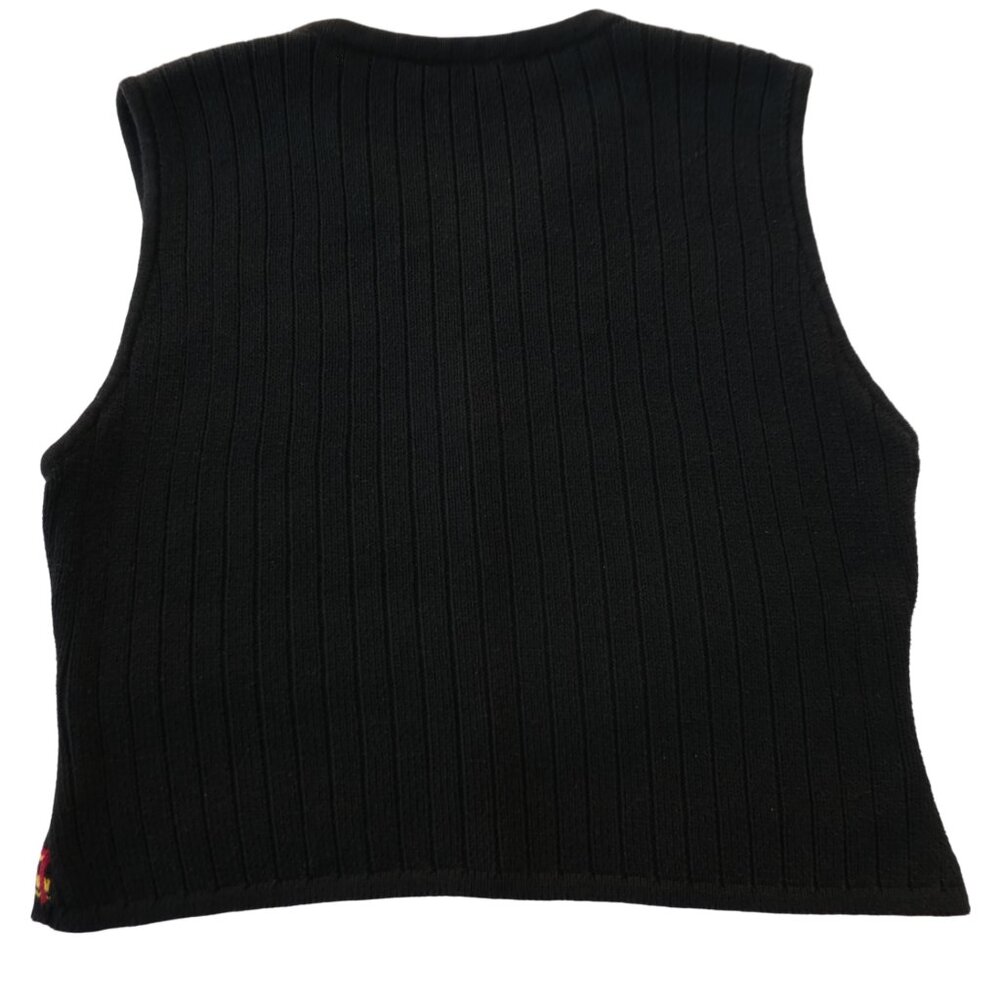 Vintage 80s Lizwear Sweater Vest Embroidered Knit Novelty Silver Buttons Hippie - Picture 7 of 9